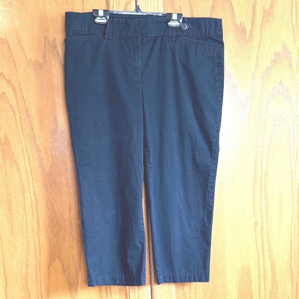 Ann Taylor LOFT Original Black Cropped‎ Chino Pants Womens Size 8 Stretch